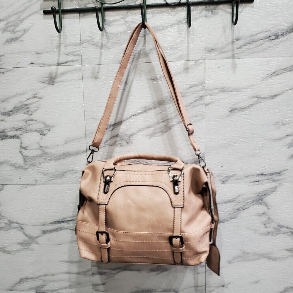 XSJJPPJ Handbag Double Top Handle Pale Pink Zip Close Crossbody Strap